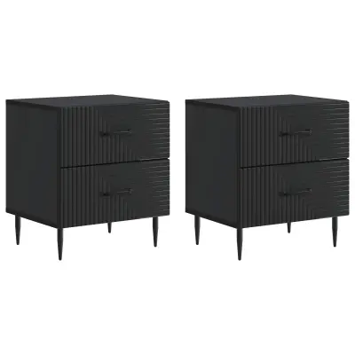 vidaXL Nočna omarica 2 pcs Črna 43 x 34,5 x 47,5 cm Inženirski les