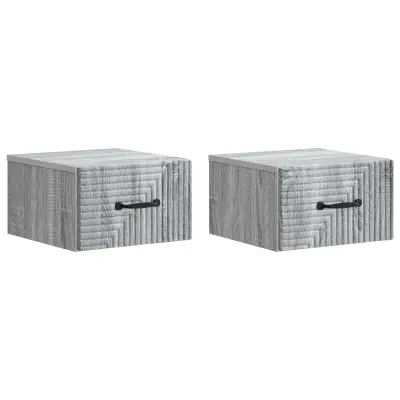 vidaXL Stenski nočni omarici 2 pcs Siva Sonoma 34,5 x 33 x 20 cm