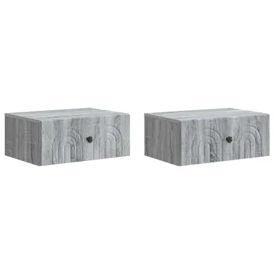 vidaXL Stenski nočni omarici 2 pcs Siva Sonoma 49 x 34,5 x 20 cm