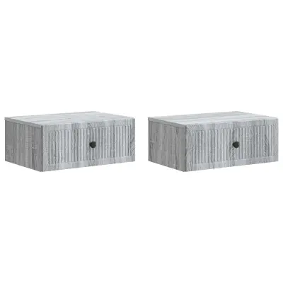 vidaXL Nočna omarica s predalom 2 pcs Siva Sonoma 49 x 34,5 x 20 cm