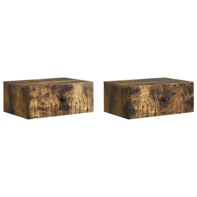vidaXL Stenski nočni omarici 2 pcs Dimljen hrast 49 x 34,5 x 20 cm