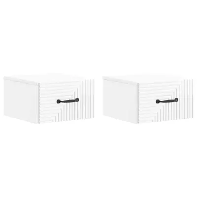 vidaXL Stenski nočni omarici 2 pcs Bela visok sijaj 34,5 x 33 x 20 cm