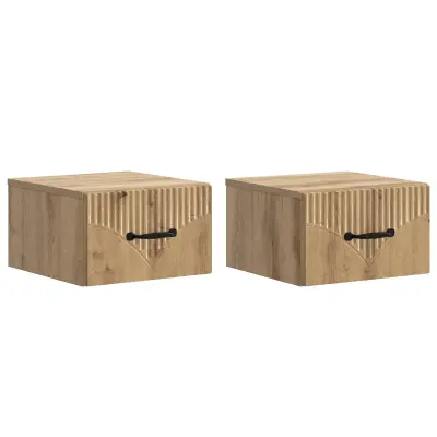 vidaXL Stenski nočni omarici 2 pcs Artisan hrast 34,5 x 33 x 20 cm