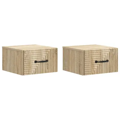 vidaXL Stenski nočni omarici 2 pcs Sonoma hrast 34,5 x 33 x 20 cm