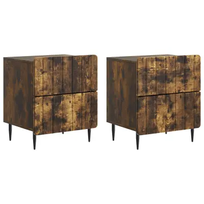 vidaXL Nočna omarica 2 pcs Dimljen hrast 43 x 34,5 x 49,5 cm