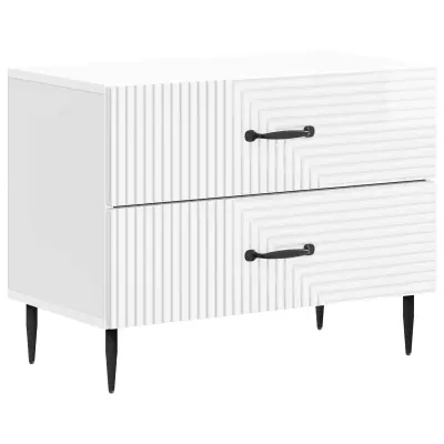 vidaXL Nočna omarica s predalom Bela visok sijaj 62 x 34,5 x 47,5 cm