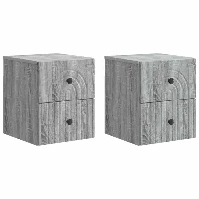vidaXL Stenski nočni omarici 2 pcs Siva Sonoma 33 x 34,5 x 40 cm