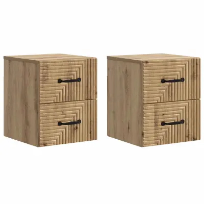vidaXL Stenski nočni omarici 2 pcs Artisan hrast 34,5 x 33 x 40 cm