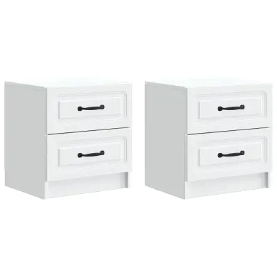 vidaXL Nočna omarica 2 pcs Bela 43 x 34,5 x 44,5 cm Inženirski les