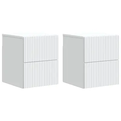 vidaXL Stenski nočni omarici s predalom 2 pcs Bela 33 x 34,5 x 40 cm