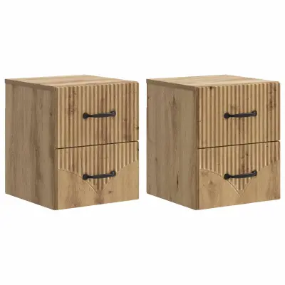 vidaXL Stenski nočni omarici 2 pcs Artisan hrast 34,5 x 33 x 40 cm