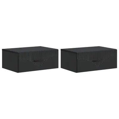 vidaXL Stenski nočni omarici s predalom 2 pcs Črna 49 x 34,5 x 20 cm
