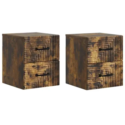 vidaXL Stenski nočni omarici 2 pcs Dimljen hrast 34,5 x 33 x 40 cm