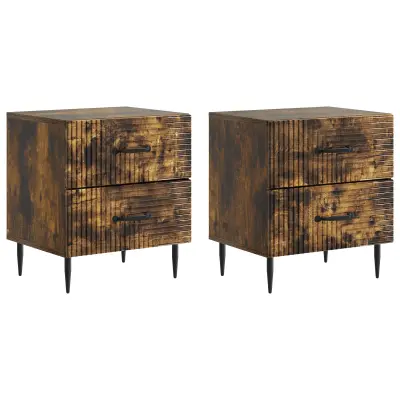 vidaXL Nočna omarica 2 pcs Dimljen hrast 43 x 34,5 x 47,5 cm