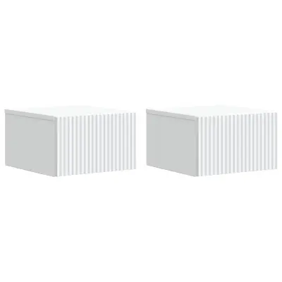vidaXL Stenski nočni omarici s predalom 2 pcs Bela 33 x 34,5 x 20 cm
