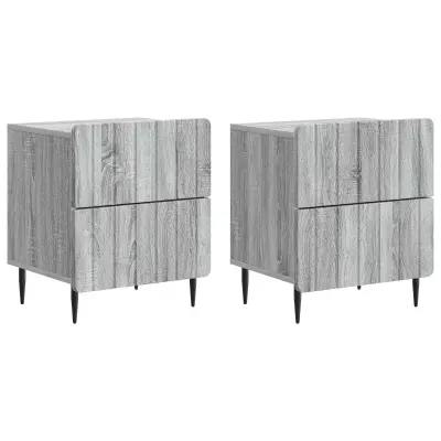 vidaXL Nočna omarica s predalom 2 pcs Siva Sonoma 43 x 34,5 x 49,5 cm