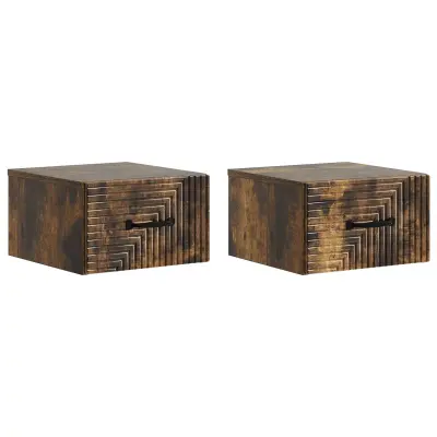 vidaXL Stenski nočni omarici 2 pcs Dimljen hrast 34,5 x 33 x 20 cm