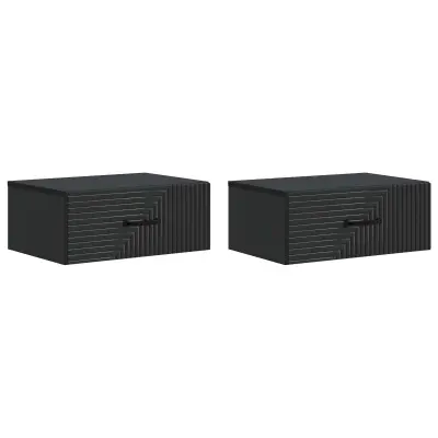 vidaXL Stenski nočni omarici s predalom 2 pcs Črna 49 x 34,5 x 20 cm