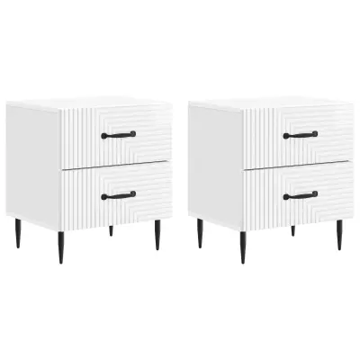 vidaXL Nočna omarica 2 pcs Bela visok sijaj 43 x 34,5 x 47,5 cm