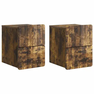 vidaXL Stenski nočni omarici 2 pcs Dimljen hrast 33 x 34,5 x 43 cm