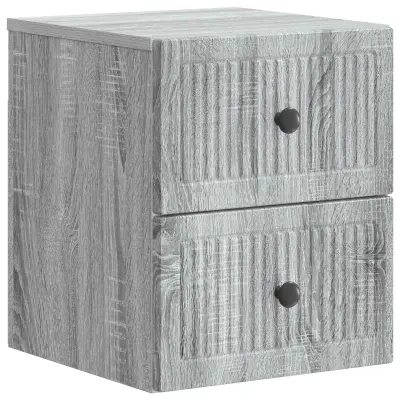 vidaXL Stenski nočni omarici s predalom Siva Sonoma 33 x 34,5 x 40 cm