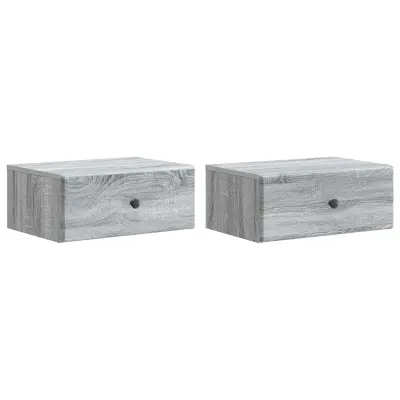 vidaXL Stenski nočni omarici 2 pcs Siva Sonoma 49 x 34,5 x 20 cm