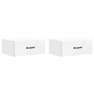 vidaXL Stenski nočni omarici 2 pcs Bela visok sijaj 49 x 34,5 x 20 cm