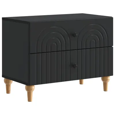vidaXL Nočna omarica s predalom Črna 62 x 34,5 x 48 cm Inženirski les