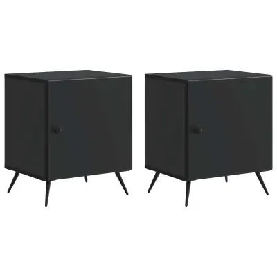 vidaXL Nočna omarica 2 pcs Črna 43 x 34,5 x 50 cm Inženirski les