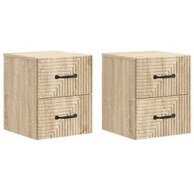 vidaXL Stenski nočni omarici 2 pcs Sonoma hrast 34,5 x 33 x 40 cm