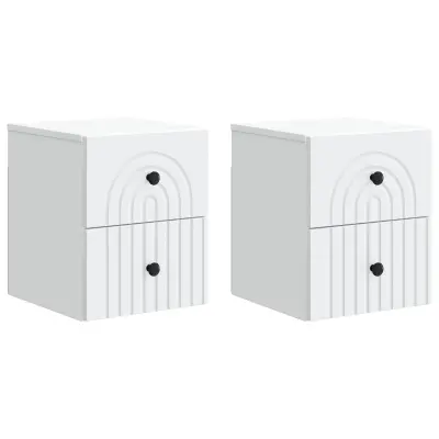 vidaXL Stenski nočni omarici s predalom 2 pcs Bela 33 x 34,5 x 40 cm
