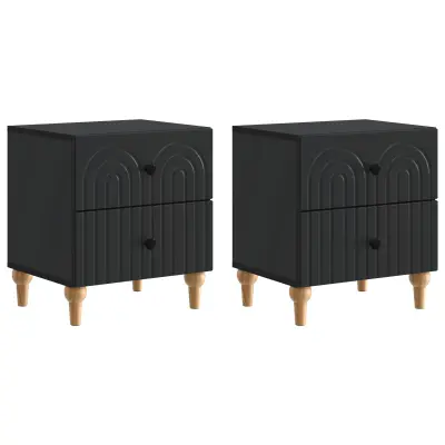 vidaXL Nočna omarica 2 pcs Črna 43 x 34,5 x 48 cm Inženirski les