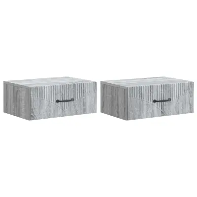 vidaXL Stenski nočni omarici 2 pcs Siva Sonoma 49 x 34,5 x 20 cm