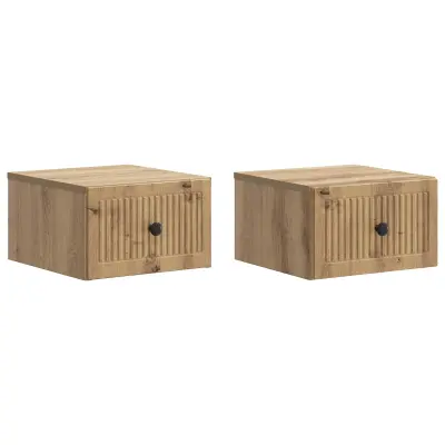 vidaXL Stenski nočni omarici 2 pcs Artisan hrast 33 x 34,5 x 20 cm