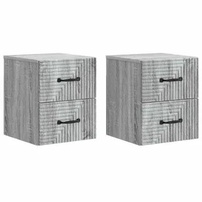 vidaXL Stenski nočni omarici 2 pcs Siva Sonoma 34,5 x 33 x 40 cm