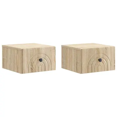 vidaXL Stenski nočni omarici 2 pcs Sonoma hrast 33 x 34,5 x 20 cm