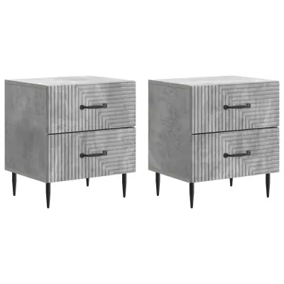 vidaXL Nočna omarica 2 pcs Betonsko siva 43 x 34,5 x 47,5 cm