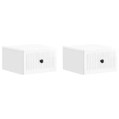 vidaXL Stenski nočni omarici 2 pcs Bela visok sijaj 33 x 34,5 x 20 cm