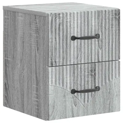vidaXL Stenski nočni omarici s predalom Siva Sonoma 34,5 x 33 x 40 cm