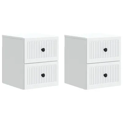 vidaXL Stenski nočni omarici s predalom 2 pcs Bela 33 x 34,5 x 40 cm