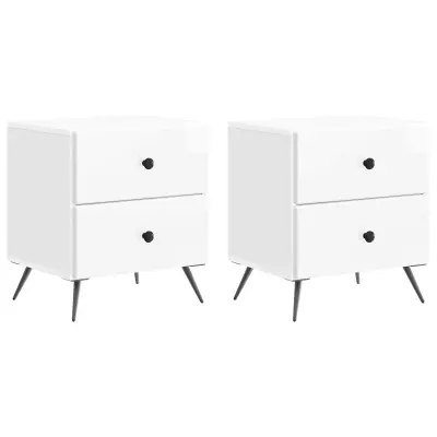 vidaXL Nočna omarica 2 pcs Bela visok sijaj 43 x 34,5 x 47,5 cm