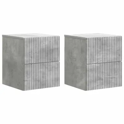 vidaXL Stenski nočni omarici 2 pcs Betonsko siva 33 x 34,5 x 40 cm