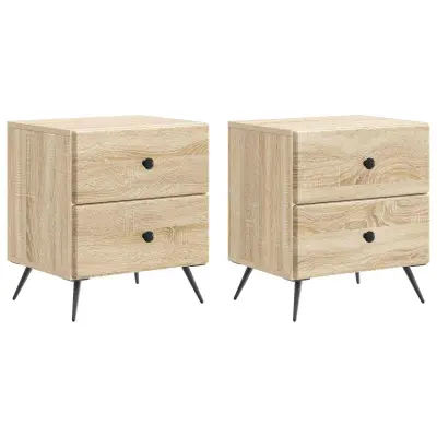 vidaXL Nočna omarica s predalom 2 pcs Sonoma hrast 43 x 34,5 x 47,5 cm