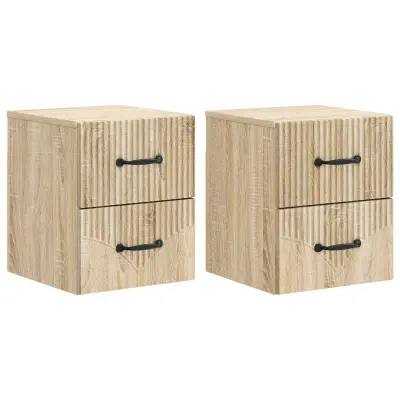 vidaXL Stenski nočni omarici 2 pcs Sonoma hrast 34,5 x 33 x 40 cm