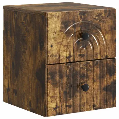 vidaXL Stenski nočni omarici Dimljen hrast 33 x 34,5 x 40 cm