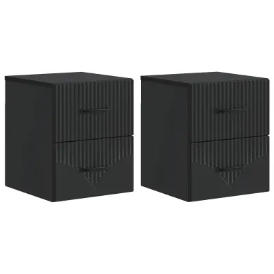 vidaXL Stenski nočni omarici s predalom 2 pcs Črna 34,5 x 33 x 40 cm