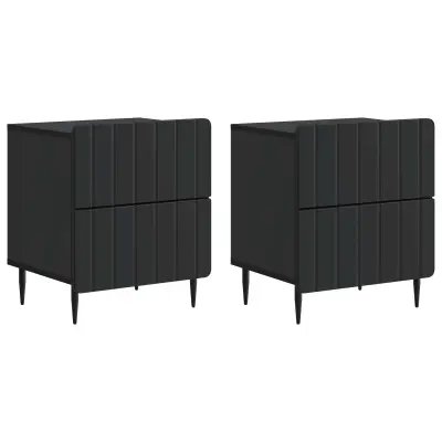 vidaXL Nočna omarica 2 pcs Črna 43 x 34,5 x 49,5 cm Inženirski les