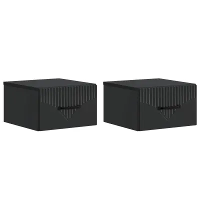 vidaXL Stenski nočni omarici s predalom 2 pcs Črna 34,5 x 33 x 20 cm
