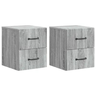 vidaXL Stenski nočni omarici 2 pcs Siva Sonoma 34,5 x 33 x 40 cm