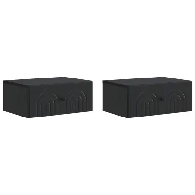 vidaXL Stenski nočni omarici s predalom 2 pcs Črna 49 x 34,5 x 20 cm